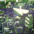 Cityscape oil painting titled 'Materialistic World', 60x48 inches, by artist Bhartti Verma on Canvas