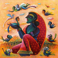 Matrimonial' figurative acrylic painting by artist Sanju Das, 36x36 inch, on canvas