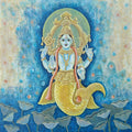 Matsyavtaar' religious acrylic painting by artist Rashmi Shivhare, 24x24 inch, on canvas