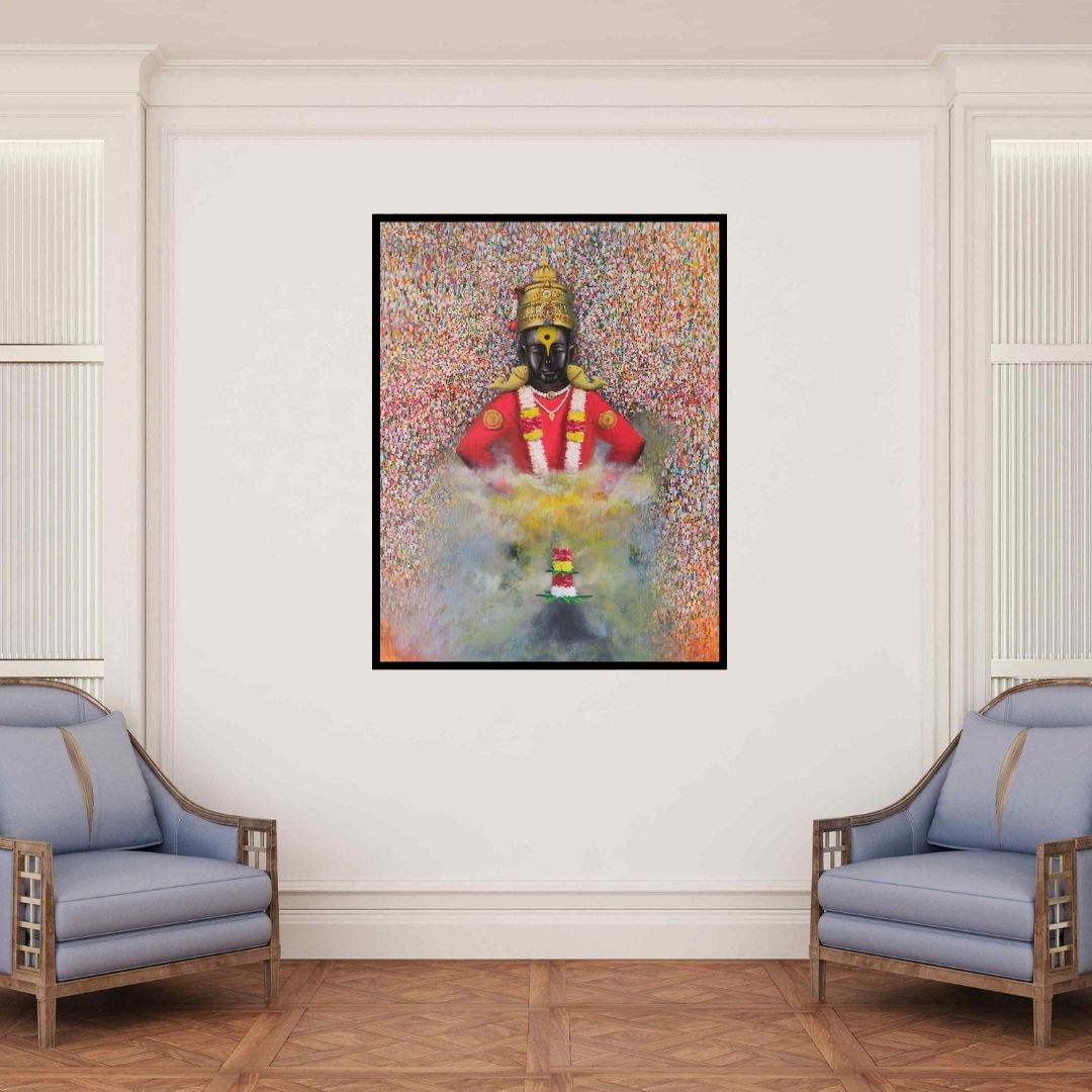 In-situ view of Amol Satre's 'Mauli (Vitthal's Divine Embrace)' painting in a room