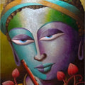 Religious acrylic painting titled 'Mayavi 2', 34x25 inches, by artist Dhananjay Mukherjee on Canvas