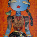 Meditating Girl' meditation mixed-media painting by artist G Subramanian, 24x18 inch, on canvas