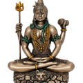 Religious handicraft titled 'Meditating Lord Shiva', 3x3x1 inches, by artist Brass Handicrafts on Polyresin, Bronze