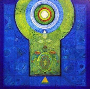 Abstract acrylic painting titled 'Meditation 15', 30x30 inches, by artist Nilesh Nikam on Canvas