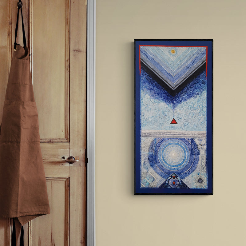 In-situ view of Nilesh Nikam's 'Meditation 185 (Celestial Contemplation)' painting in a room
