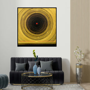 Nilesh Nikam's 'Meditation 3 (Deep Center)' painting visualized above a sofa in a contemporary room.