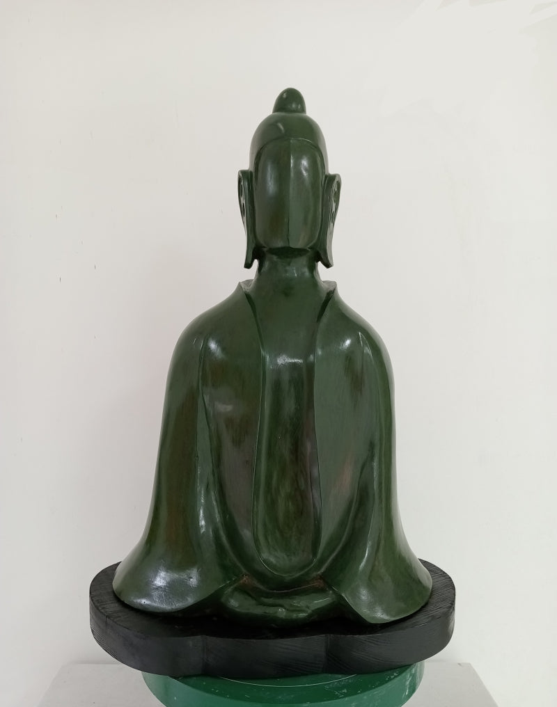 Meditation' religious Bronze sculpture by artist Roy Chandan, 21x14 inch, on bronze