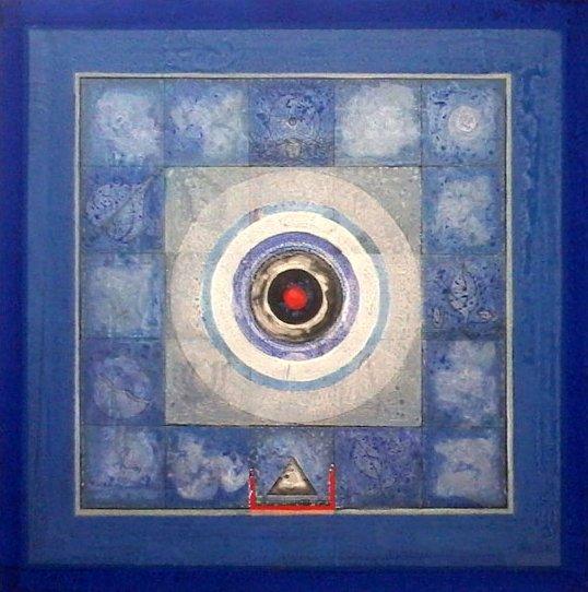 Abstract acrylic painting titled 'Meditation 4', 30x30 inches, by artist Nilesh Nikam on Canvas