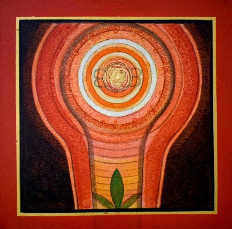 Abstract acrylic painting titled 'Meditation 55', 12x12 inches, by artist Nilesh Nikam on Canvas