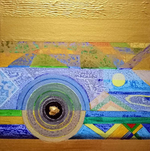 Abstract acrylic painting titled 'Meditation 58', 12x12 inches, by artist Nilesh Nikam on Canvas