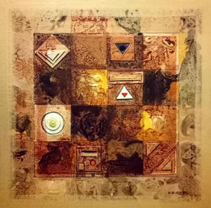 Abstract acrylic painting titled 'Meditation 81', 18x18 inches, by artist Nilesh Nikam on Canvas