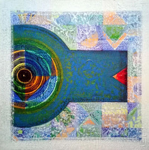 Abstract acrylic painting titled 'Meditation 87', 12x12 inches, by artist Nilesh Nikam on Canvas