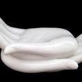 Figurative sculpture titled 'Meditative Hands', 10x6x6 inches, by artist Bhagwan Rampure on Polystone, Marble