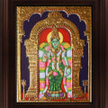 Religious tanjore traditional art titled 'Meenakshi Tanjore Painting', 24x18 inches, by artist Myangadi Tanjore on Plywood