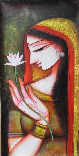 Meera 1 Painting by Pradeep Swain | ArtZolo.com