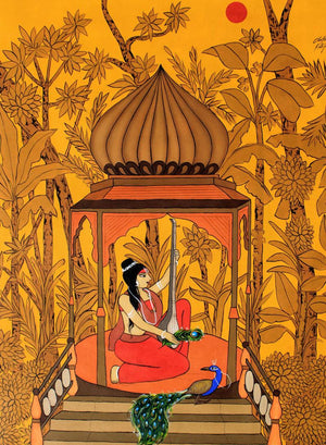 Meera (Meera Bai, the Bhakti Saint) by Chetan Katigar, Original Acrylic Figurative Painting on Canvas, Large Vertical Wall Art