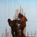 Meeting With Clouds' figurative acrylic-oil painting by artist Abid Shaikh, 48x36 inch, on canvas