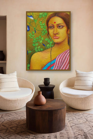 Megh Balika by artist Suparna Dey displayed in a Minimalist gallery