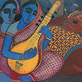 Figurative acrylic painting titled 'Megh Malhar', 36x48 inches, by artist Mamta Mondkar on Canvas