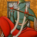 Melodic Breath' figurative acrylic painting by artist Anupam Pal, 36x30 inch, on canvas