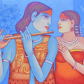 Melody' figurative acrylic painting by artist Animesh Biswas, 20x24 inch, on canvas