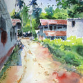 Memory Lane' landscape watercolor painting by artist Soven Roy, 14x10 inch, on paper