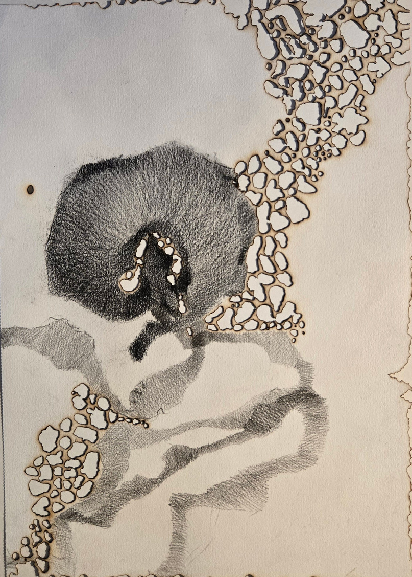 The Memory Of Musk' contemporary mixed-media painting by artist Shreya Wakle, 12x8 inch, on paper