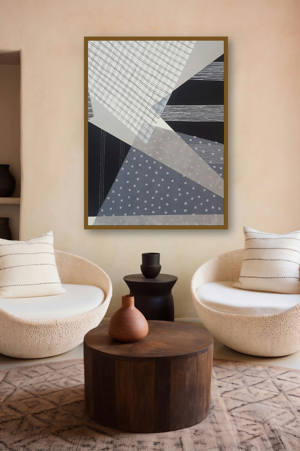 Mental (Geometric Abstraction) by artist Megha Madan displayed in a Contemporary gallery