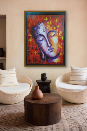 Merge (Abstract Buddha) by artist Purnima Gupta displayed in a Contemporary Exhibition gallery