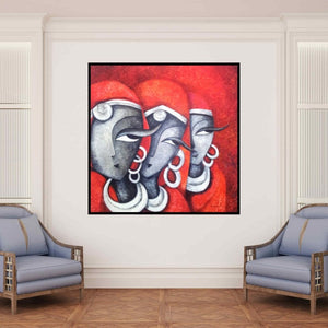 In-situ view of Sarang Singla's 'Mesmerizers201248 X 48Acrylic On Canvas' painting in a room