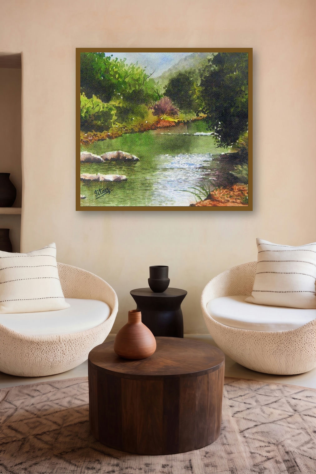 Mesmerizing Stillness by artist Jitendra Sule displayed in a Museum Style gallery