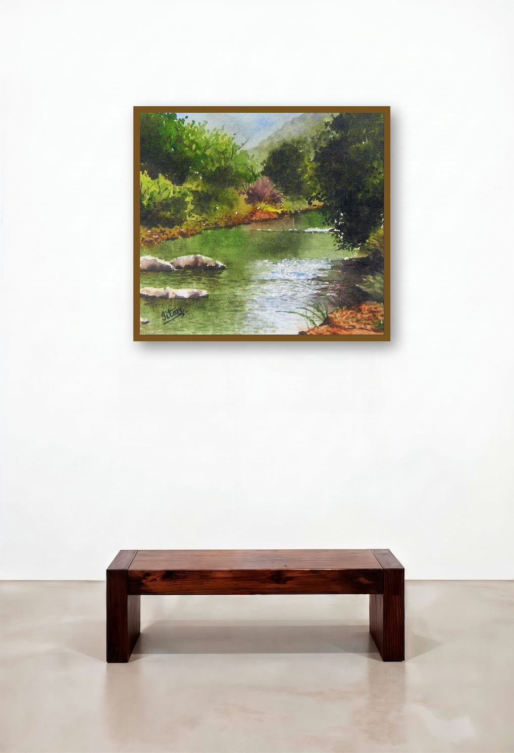 Mesmerizing Stillness by artist Jitendra Sule displayed in a Art Deco Bedroom