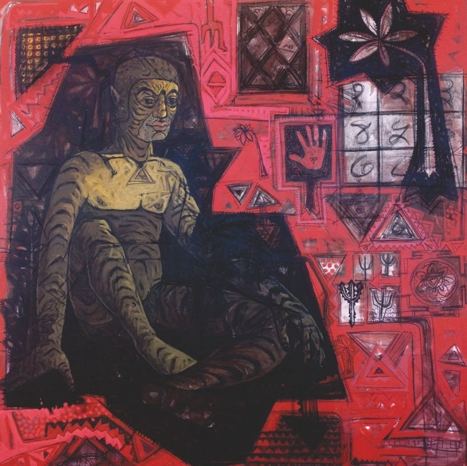 'Messenger Of God 1' figurative acrylic painting by artist Abhishek Chourasia, 48x48 inch, on canvas