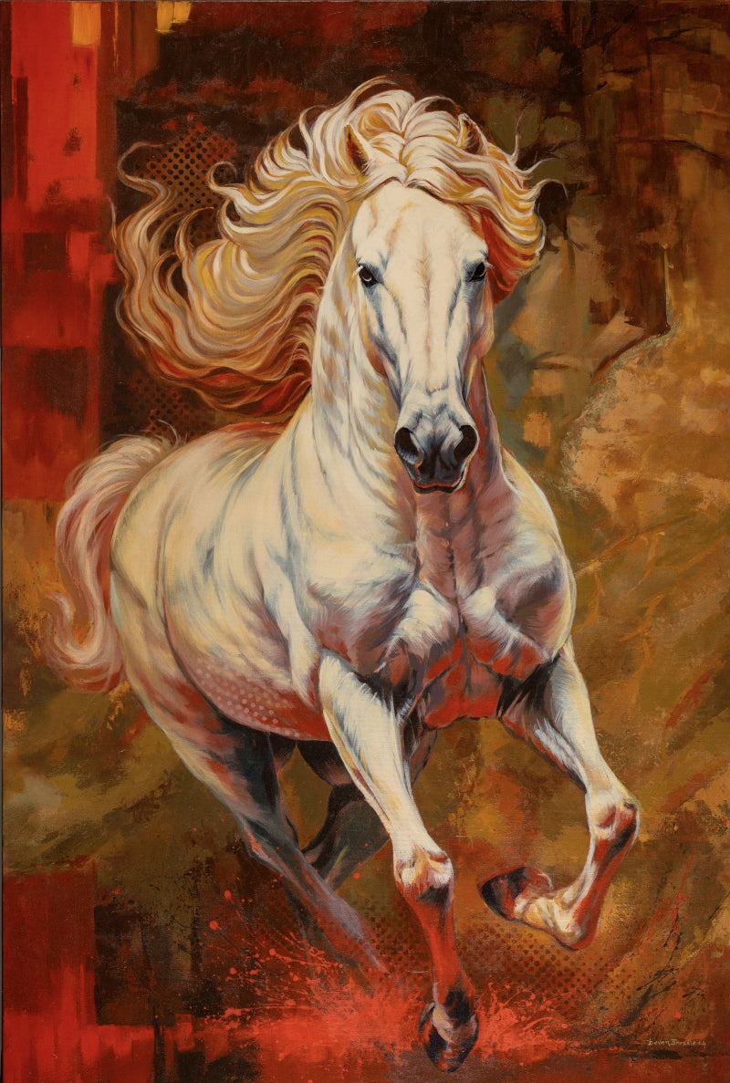 'Messenger Of Peace' animals acrylic painting by artist Deven Ramesh Bhosale, 54x36 inch, on canvas