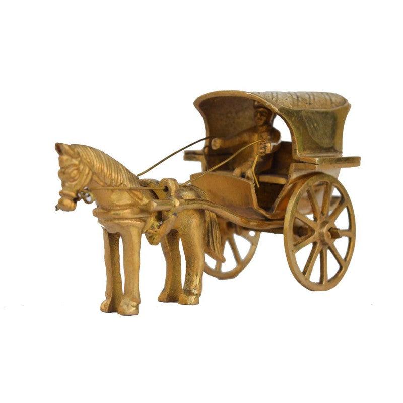 Animals craft titled 'Metal Showpiece of Chariot', 3x5x2 inches, by artist E Craft on Brass