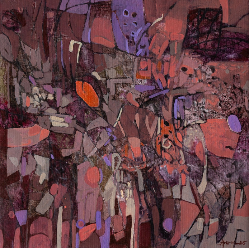 Metaphor Of Life 14' abstract mixed-media painting by artist Apurva Singh, 16x16 inch, on canvas