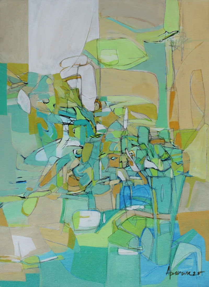 Metaphor Of Life D' abstract mixed-media painting by artist Apurva Singh, 36x24 inch, on canvas