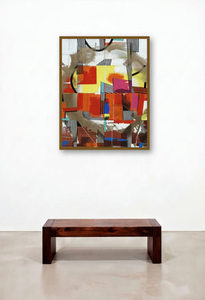 Metroscape (Rhythmic Resonance) by artist Prabhinder Lall displayed in a Japandi Hotel Lobby