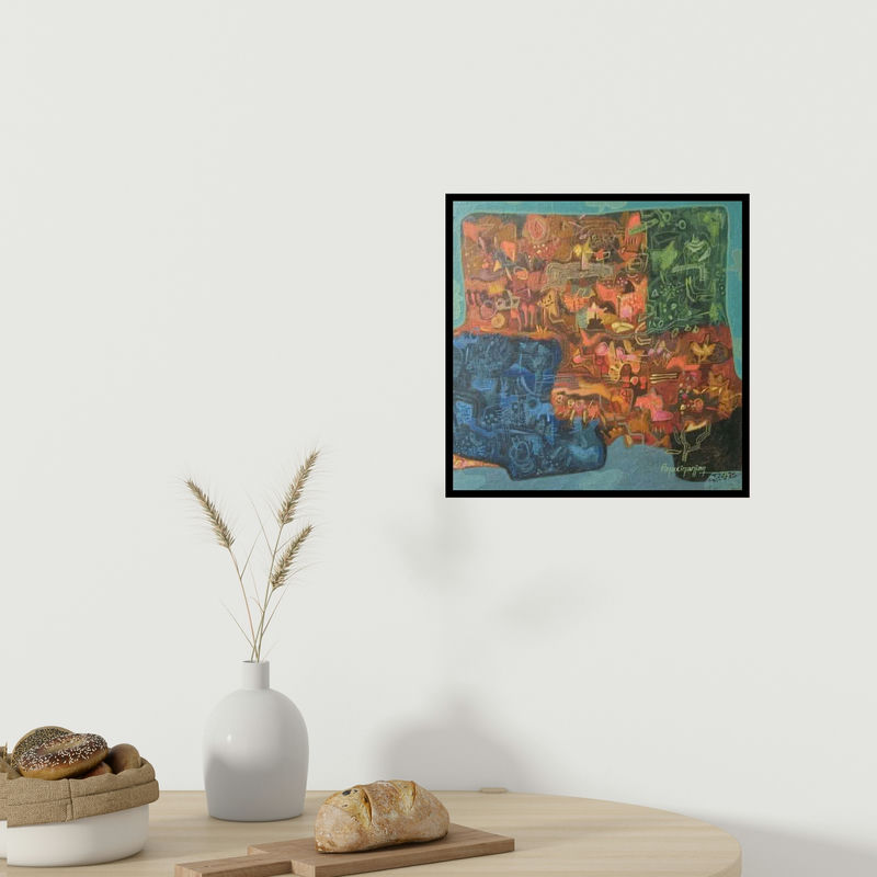 In-situ view of Pinaki Ranjan Bera's 'Mi Rage' painting in a room