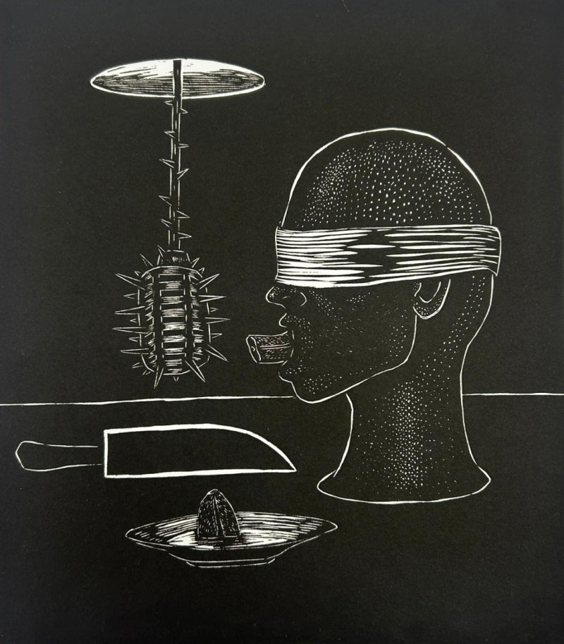 Mice Taste' contemporary wood cut printmaking by artist Prashant Kuwar, 22x20 inch, on paper