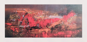 Abstract acrylic painting titled 'Midnight view', 72x36 inches, by artist Dnyaneshwar Dhavale on Canvas