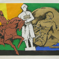 Figurative serigraphs painting titled 'Might Mind Peace 2', 40x54 inches, by artist M. F. Husain on Paper