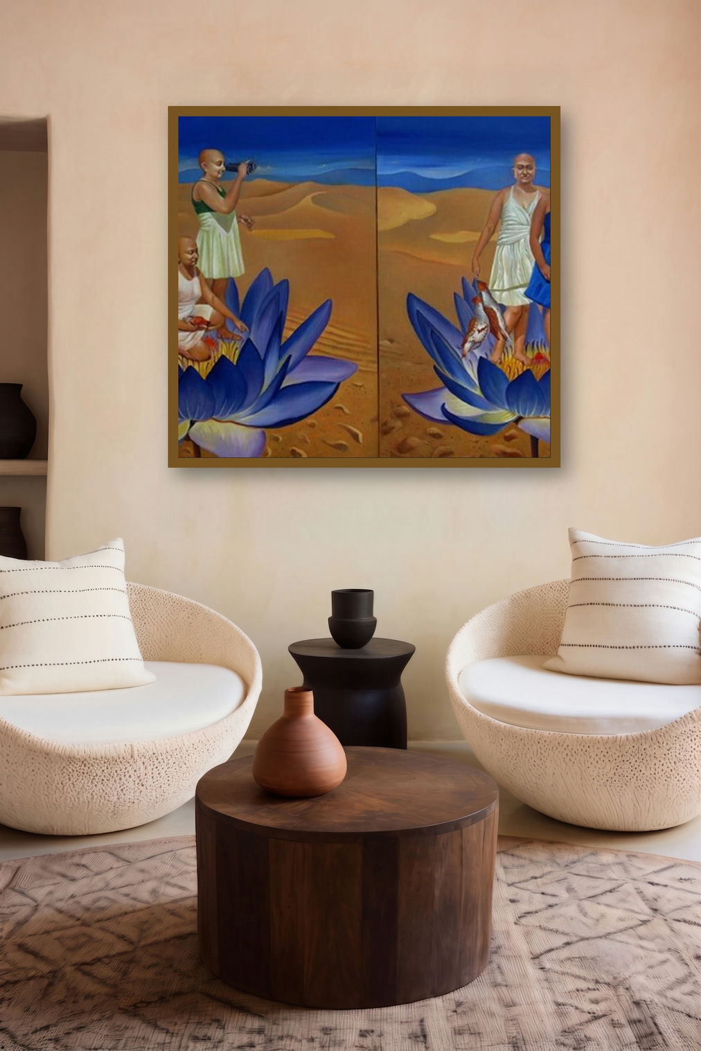 Migrating Mirage (Desert Dreams) by artist Daina Mohapatra displayed in a Luxury gallery