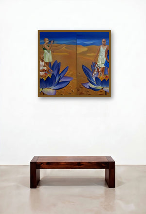 Migrating Mirage (Desert Dreams) by artist Daina Mohapatra displayed in a Scandinavian Family Room