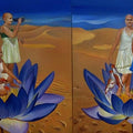Figurative oil painting titled 'Migrating Mirage', 56x96 inches, by artist Daina Mohapatra on Canvas