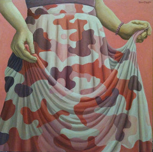 Mildness (Hidden Intentions) by Tarun Rajvansi, Original Oil Figurative Painting on Canvas, Medium Square Wall Art