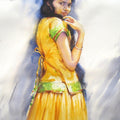 Figurative watercolor painting titled 'Minaxi 1', 26x22 inches, by artist Vijay Jadhav on Paper