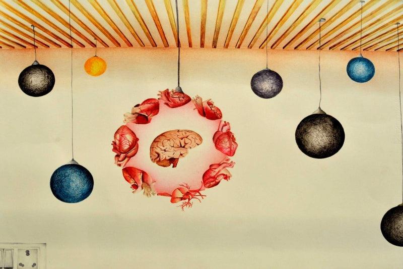 contemporary mixed media painting titled 'Mind Over Matter', 16x23 inches, by artist Dishakha Yadav on Paper