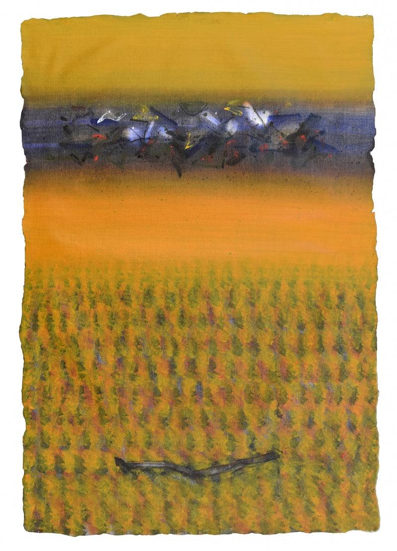 Abstract acrylic painting titled 'Mindspace 8', 20x29 inches, by artist Sanjay Tikkal on Canvas