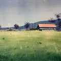 Landscape watercolor painting titled 'Minimalist Landscape', 11x15 inches, by artist KS Farvez on Paper